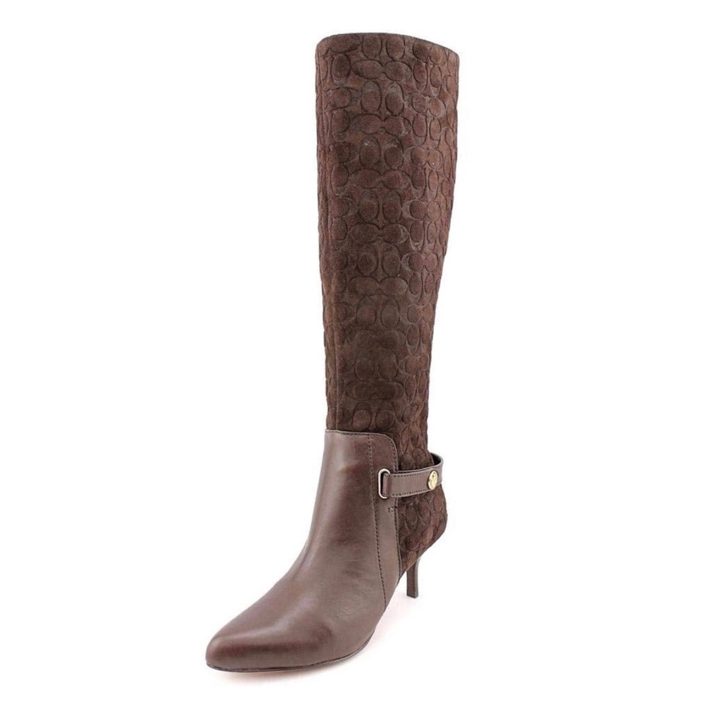 Coach Fara Brown Suede Signature Logo Tall Boots